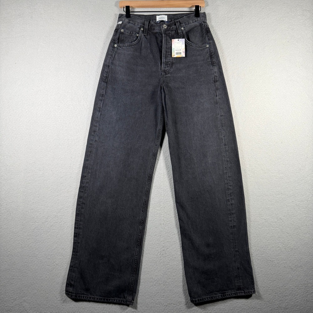 Citizens of Humanity Ayla Wide Leg Baggy Jeans Washed Black 2053-3007 Size 25